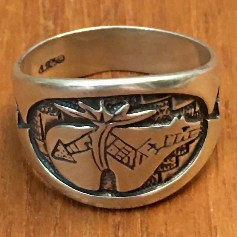 NOS Vtg Silver BEAR RING Roderick Tenorio RMT 925 Sterling Sz.12